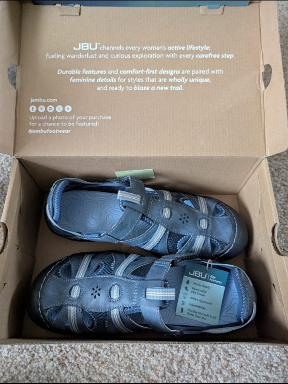 JBU Kids Teal and Light Blue Hook-and-Loop Sport Sandals